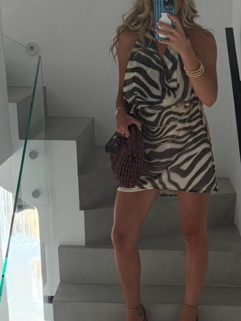 Peppermayo Varindra Zebra-Print Cowl Neck Mini Dress - Picture 3 of 3